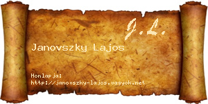 Janovszky Lajos névjegykártya